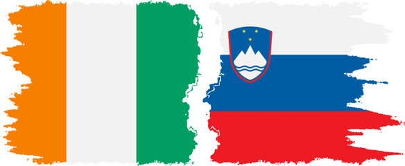 Slovenia and Ivory Coast grunge flags connection vector