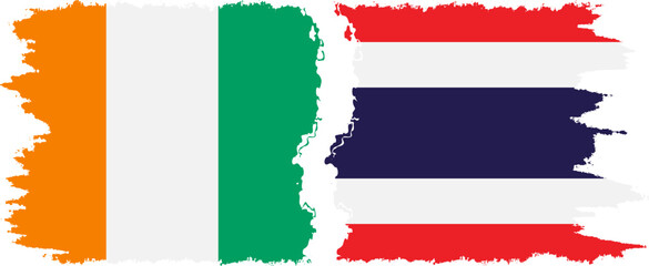 Thailand and Ivory Coast grunge flags connection vector