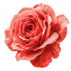 Naklejka premium A single red rose in full bloom, its velvety petals showcasing its beauty against a clean white background