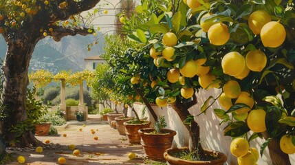 Displaying Lemons in Sorrento Lemon Garden in Summer