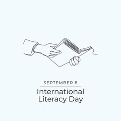 International Literacy Day. Line art design. Vector line art. Continuous line. eps 10.