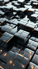 Obraz premium Abstract high-tech background, 3d illustration with abstract high-tech background with metal square blocks