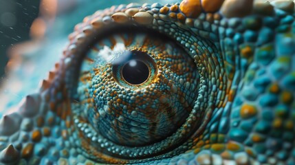 Naklejka premium close up photo chameleon eye