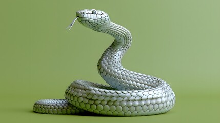 Fototapeta premium 3d King Cobra Black Snake The world's longest venomous snake isolated on green background, King cobra snake 3d illustration, King cobra snake 3d Rendering. 