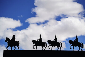 Emperor Napoleon Bonaparte on horseback, a symbol of honour and military success.