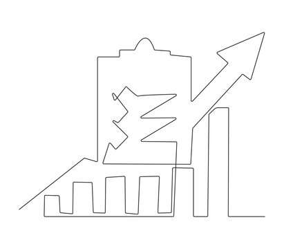 recommend clip art: Continuous line drawing of arrow,   Single line art of business growth. Increasing arrow. Bar chart