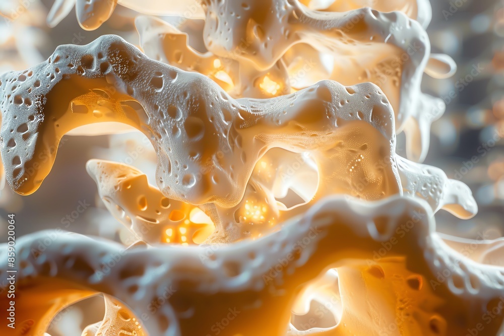 Fototapete abstract 3d rendering of a complex, organic structure with glowing, translucent textures. perfect fo