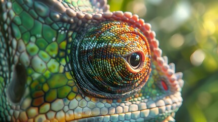 Naklejka premium close up photo chameleon eye