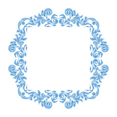 Border or frame decorative ornament element in vintage baroque and retro style blue color