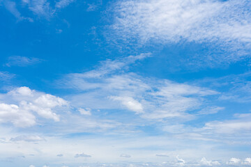 Blue sky with fluffy white clouds on a sunny day