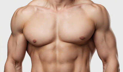Fototapeta premium Attractive male torso closeup isolated on white background.