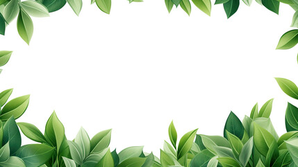 Isolated on a stark white background, an abstract green leaf frame