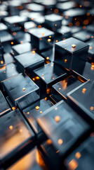 Fototapeta premium Abstract high-tech background, 3d illustration with abstract high-tech background with metal square blocks