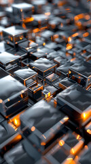 Fototapeta premium Abstract high-tech background, 3d illustration with abstract high-tech background with metal square blocks