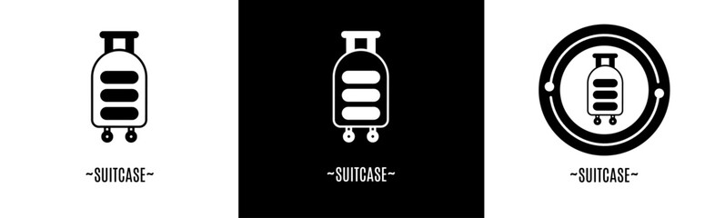 Fototapeta premium Suitcase logo set. Collection of black and white logos. Stock vector.