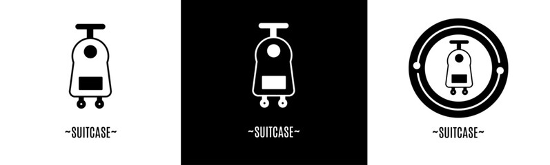Suitcase logo set. Collection of black and white logos. Stock vector.