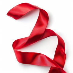 Beautiful red bow from satin ribbon on white background