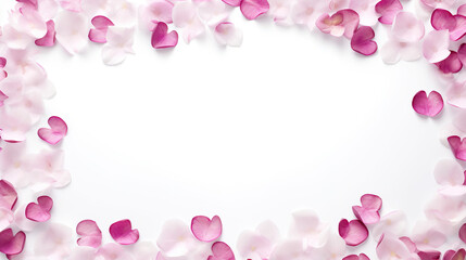 Fototapeta premium Stunning floral petal frame set against a stark white background