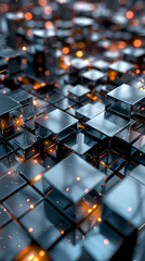 Fototapeta premium Abstract high-tech background, 3d illustration with abstract high-tech background with metal square blocks