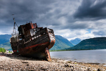 old boat on the shore