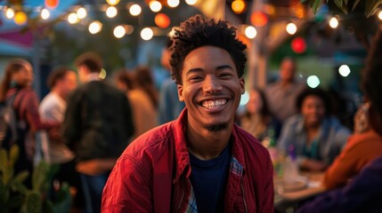 Obraz premium The young man smiling outdoors