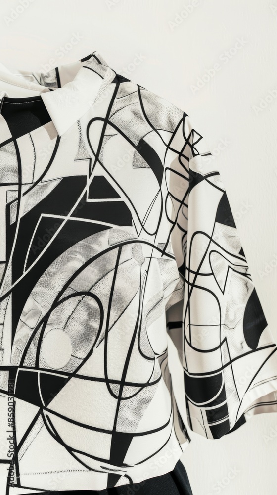 Aufkleber A circular out crop top featuring a pattern of intersecting lines and shapes.