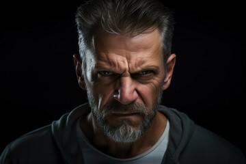 Fototapeta premium menacing stern angry man portrait close-up