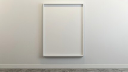 White frame hanging on a blank wall