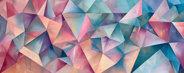 Geometric abstract art in pastel colors, polygonal shapes. Digital illustration and modern design concept