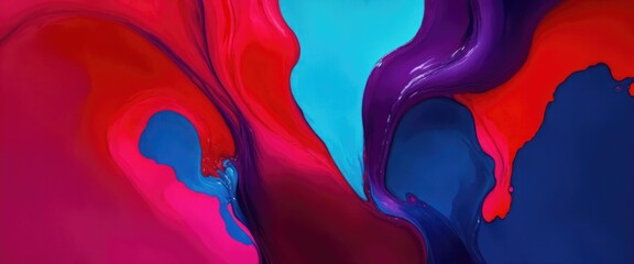 Red and Magenta, Blue Colors Liquid Paints