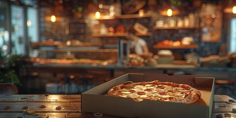 Freshly Baked Pizza in a Pizzeria Setting