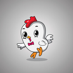 cute chicken cartoon vector icon illustration. Animal chicken mascot icon concept, isolated premium vector. Flat cartoon style