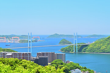 女神大橋の風景　鍋冠山公園からの眺め　長崎県長崎市