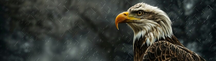 Obraz premium Bald Eagle in the Rain