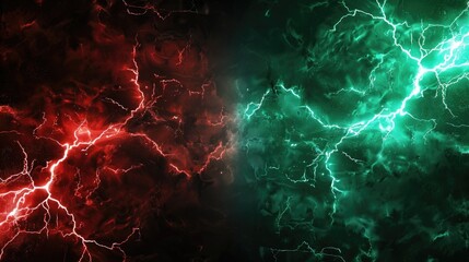 green and red battle lightning background