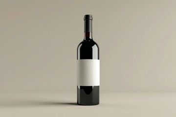 Fototapeta premium Wine Bottle with Blank Label on a Neutral Background