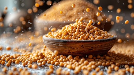 Close-up of mustard seeds in a bowl