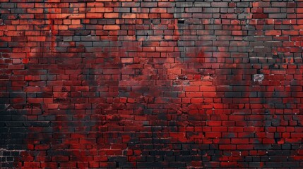 Red and black graffiti on brick wall, urban street art concept