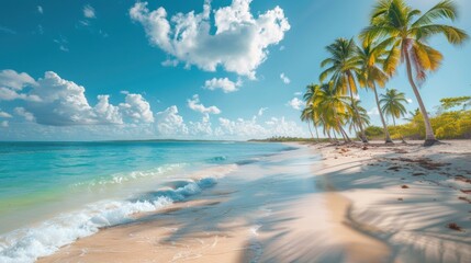 Fototapeta premium Tropical Paradise Beach with Palm Trees