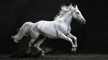 White Horse Running in the Dark