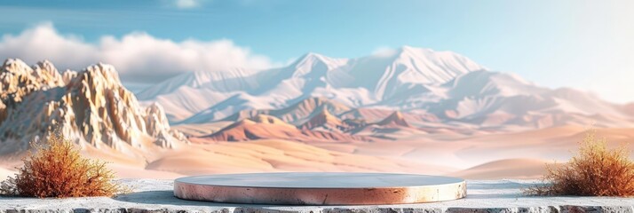 Minimalist Desert Landscape with Platform