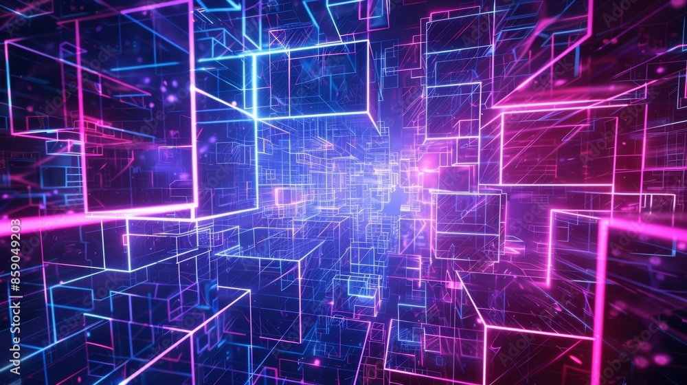 Poster a burst of geometric shapes and patterns in bright neon colors forms an electric and eyecatching abs