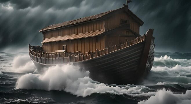 Noah's Ark in a river.