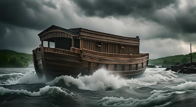 Noah's Ark in a river.