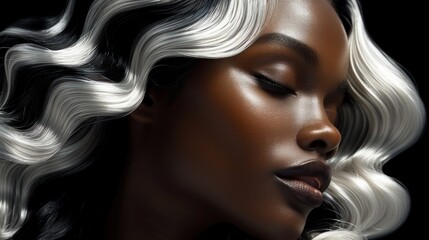 Fototapeta premium Close-up portrait of a woman with silver hair