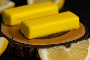 sweet dessert made of soft cheese with lemon flavor