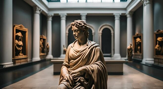 Greek statue in a museum.