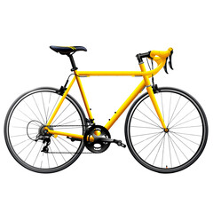 Fototapeta premium Yellow racing bicycle with aerodynamic design, lightweight frame, and high-performance components. Perfect for competitive cycling and road racing.