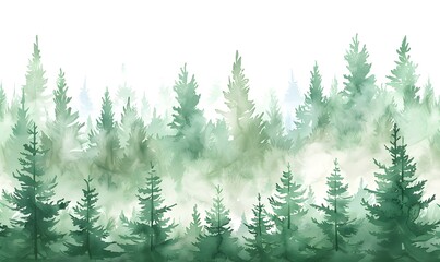 Obraz premium watercolor green forest, Generative AI