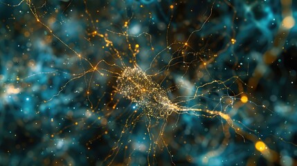 Detailed view of human brain neurons, highlighting their connectivity